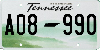 TN license plate A0899O