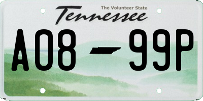 TN license plate A0899P