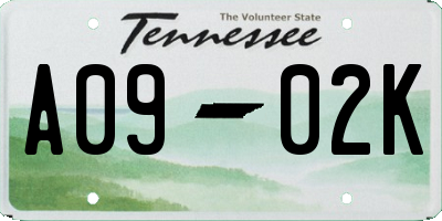 TN license plate A0902K