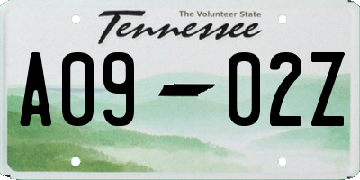 TN license plate A0902Z
