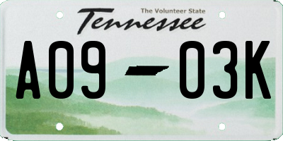 TN license plate A0903K