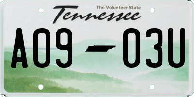 TN license plate A0903U