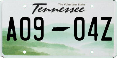 TN license plate A0904Z