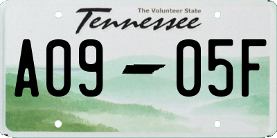 TN license plate A0905F