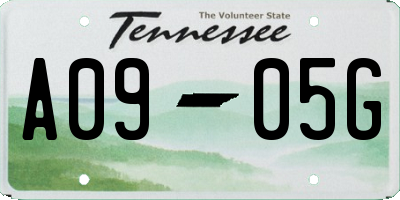 TN license plate A0905G
