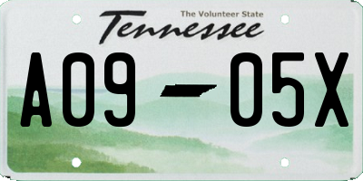 TN license plate A0905X