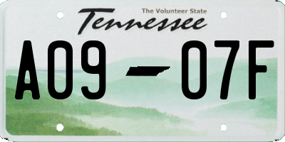 TN license plate A0907F