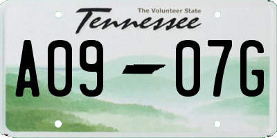 TN license plate A0907G