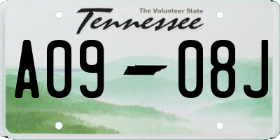 TN license plate A0908J