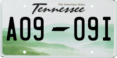 TN license plate A0909I
