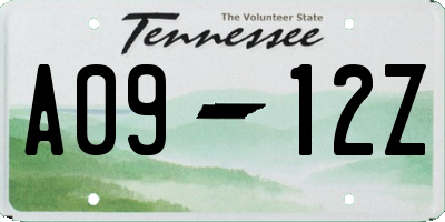 TN license plate A0912Z