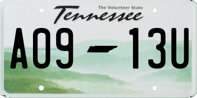 TN license plate A0913U