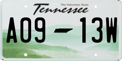 TN license plate A0913W