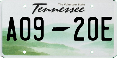 TN license plate A0920E