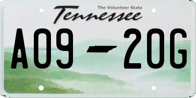 TN license plate A0920G