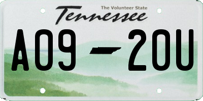 TN license plate A0920U