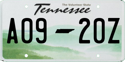 TN license plate A0920Z