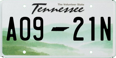 TN license plate A0921N