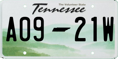 TN license plate A0921W