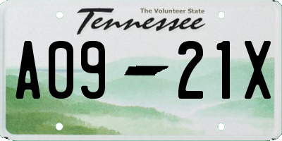 TN license plate A0921X