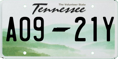 TN license plate A0921Y