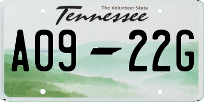 TN license plate A0922G