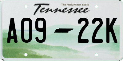 TN license plate A0922K