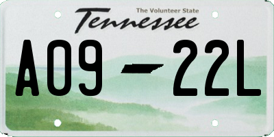TN license plate A0922L