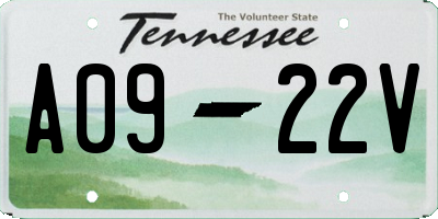 TN license plate A0922V