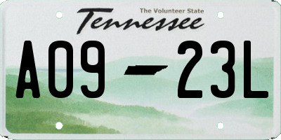 TN license plate A0923L