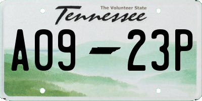 TN license plate A0923P