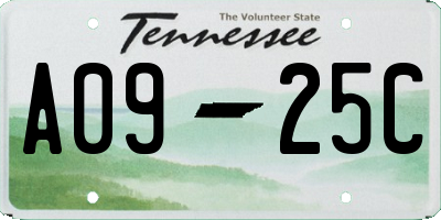 TN license plate A0925C