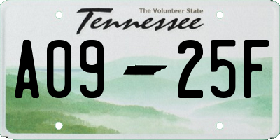TN license plate A0925F