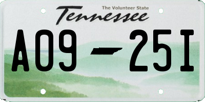 TN license plate A0925I