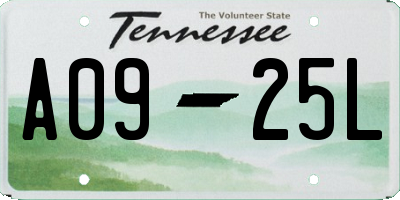 TN license plate A0925L
