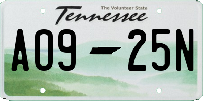 TN license plate A0925N