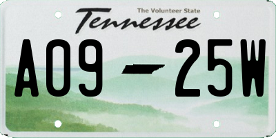 TN license plate A0925W