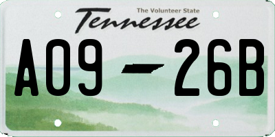 TN license plate A0926B