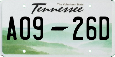TN license plate A0926D