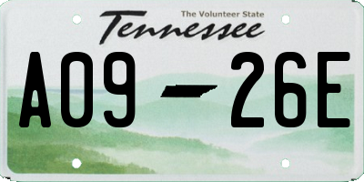 TN license plate A0926E