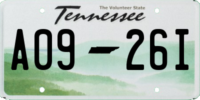 TN license plate A0926I