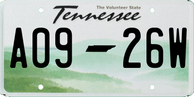 TN license plate A0926W