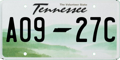 TN license plate A0927C