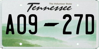 TN license plate A0927D