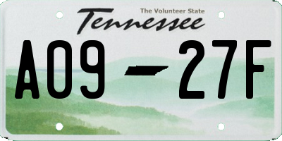TN license plate A0927F