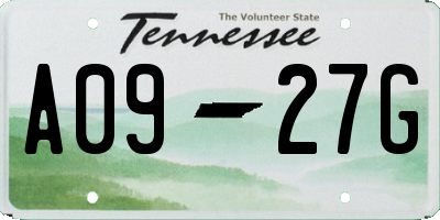 TN license plate A0927G