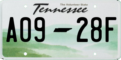 TN license plate A0928F