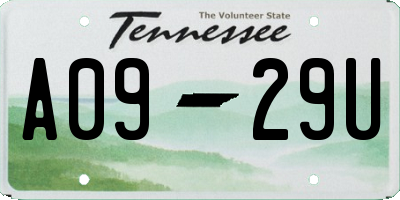 TN license plate A0929U