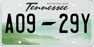 TN license plate A0929Y