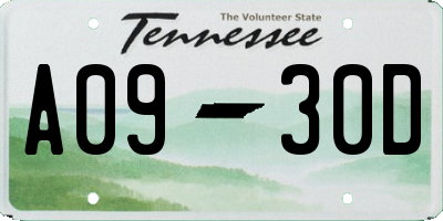 TN license plate A0930D